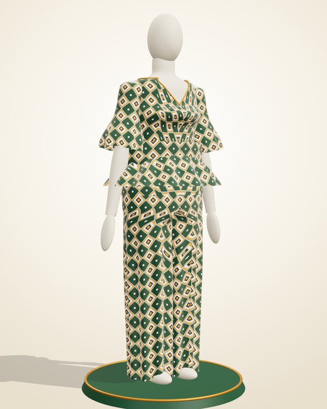 Ankara blouse and trousers on the C-Mes 3D mannequin