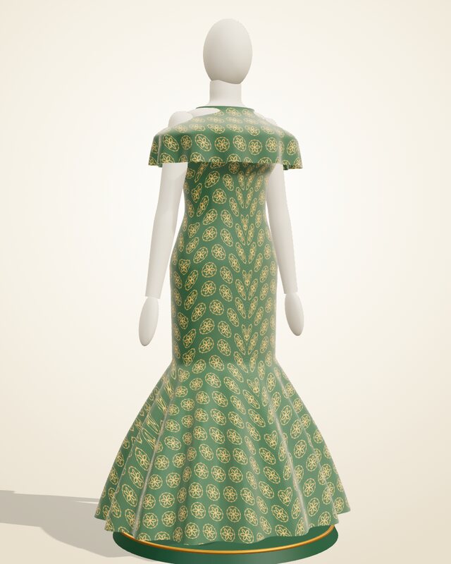 Occasion maxi gown on the C-Mes 3D mannequin